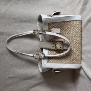 Coach Straw and Leather Handbag Tote